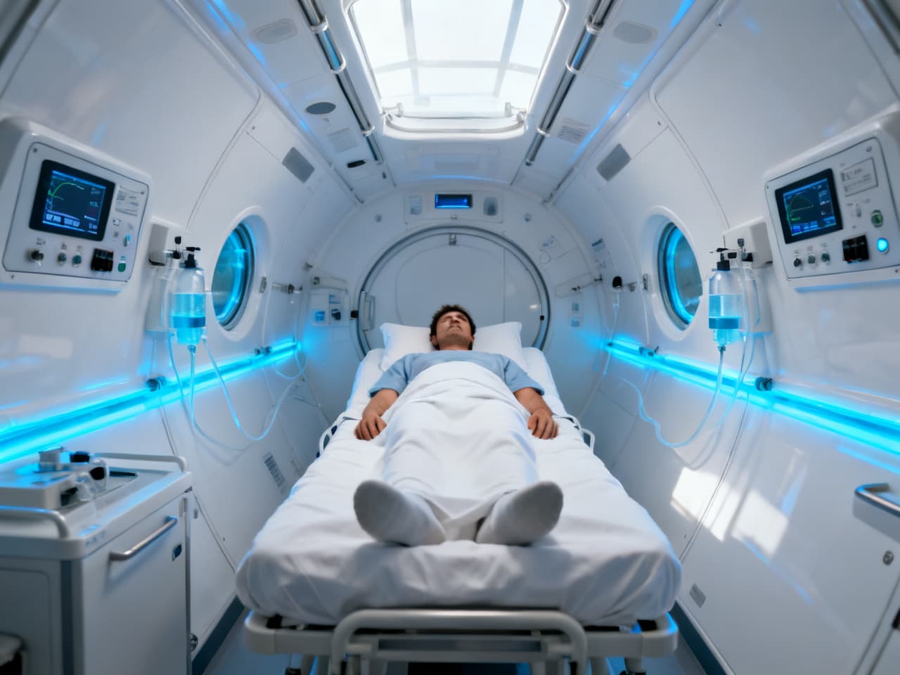 Hyperbaric oxygen chamber interior